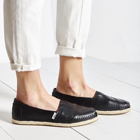 Toms Leather Alpargata Espadrille Black Size 7.5 - Picture 3 of 7